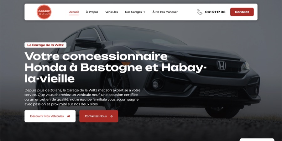 Page d'accueil du site Garage de la Wiltz