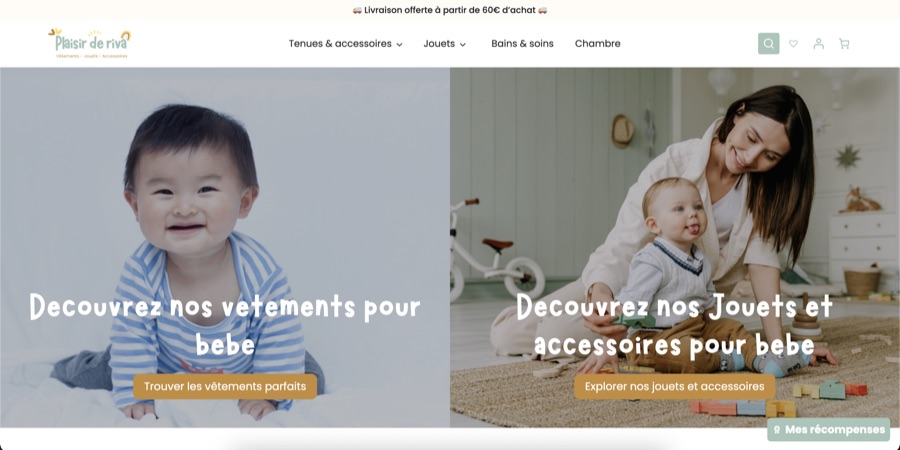 Page d'accueil du site Plaisir de Riva